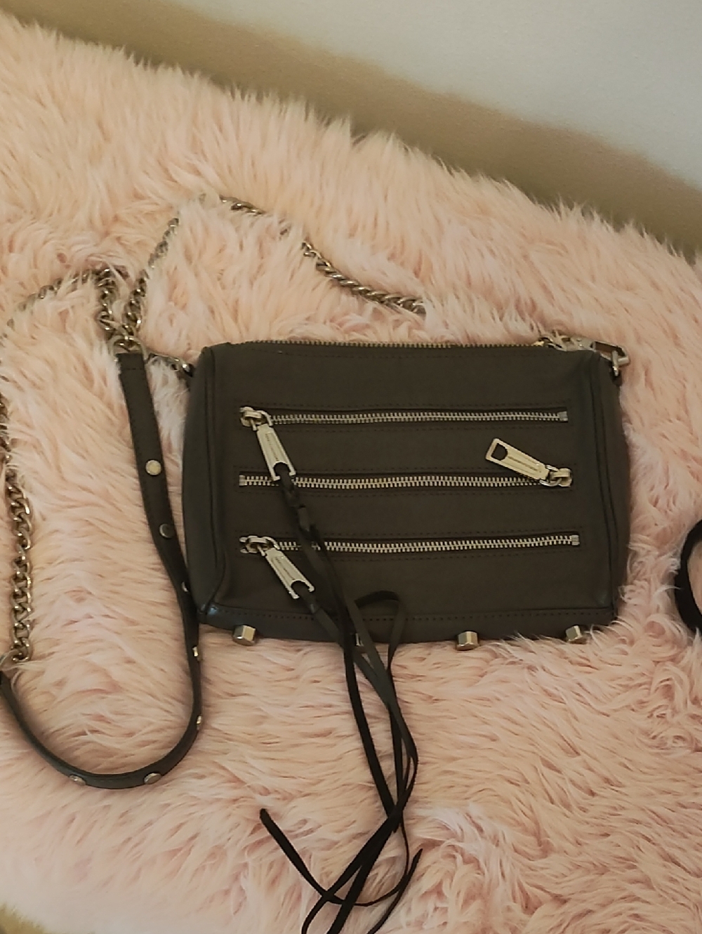 Rebecca Minkoff Gray/Black Mini Crossbody with Chain Strap